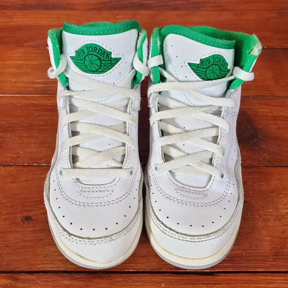 Nike Air Jordan 2 Retro Shoes Toddler 10.5C White Green Sneakers DQ8564-103